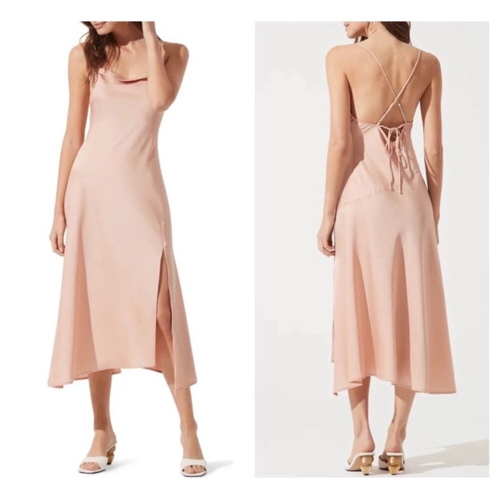 ASTR The Label Palisades Nude Color Cowl Slip Midi Dress Large